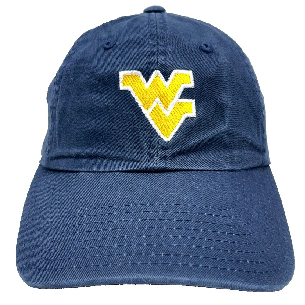 West Virginia Mountaineers Hat Cap Strap Back Blue Plain Logo Dad WVU Baseball W